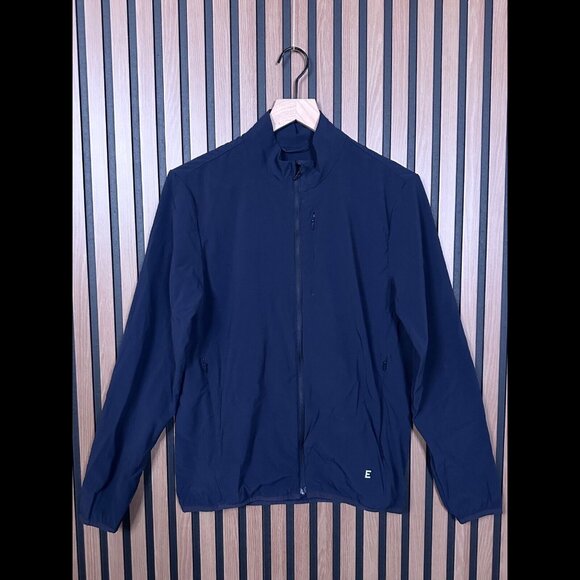 Everlane Jacket Small Blue Navy Full Zip Nylon Stretch Windbreaker Performance - Picture 1 of 7